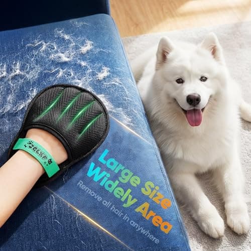 JGLXF Upgraded Pet Hair Removal Glove for Dogs & Cats, Electrostatic Five-Finger Hair Remover for Furniture, Couch, Carpet, Clothing& Car Seat, 1Pcs Reusable Magic Brush Pet Hair Remover Tool (Black) - Thumbnail 2