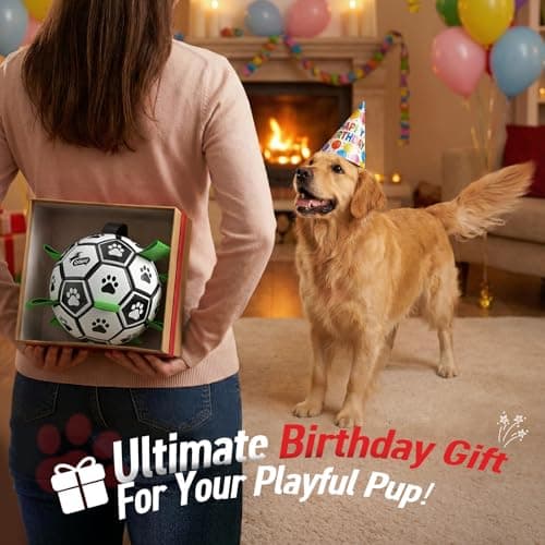 QDAN Dog Toys Dog Balls, World Cup Dog Soccer Ball with Straps, Dog Birthday, Herding Ball, Durable Balls for Small Medium Pet, Puppy Outdoor Toy (6 Inch) - Thumbnail 4