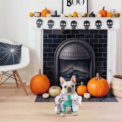 NACOCO Halloween Dog Doctor Costume - Pet Dentist Clothes Cat Funny Uniform Green Outfit Apparel Adjustable for Small Medium and Large Dogs(Green Dentist, M) - Thumbnail 5