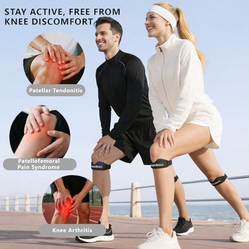Patellar Tendon Support Strap 2 Pack,Knee Brace for Women Men.Built-in Meniscus Protection Bar, Offers Relief from Meniscus Tear and Knee Pain.Patella Stabilizer Knee Brace for Running, Basketball, Jumpers Knee, Tennis, Volleyball & Squats. - Thumbnail 2