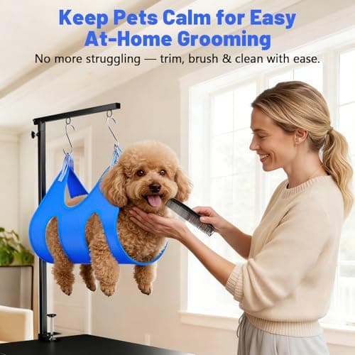 AUORC Dog Grooming Arm with Hammock, Adjustable 26"-38" Foldable Grooming Table Arm with Clamp & 2 No-Sit Holders, Heavy Duty for Small & Medium Dogs, Includes Nail Clippers (Table Not Included) - Thumbnail 2