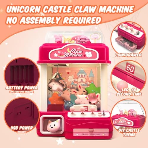 Skirfy 15” Claws Machines for Kids Adults with Sound Light, Vending Machine Candy Grabber Prize Dispenser Toys, Unicorns Claws Machines Electric Control,Birthday Girl Toys Gift - Thumbnail 5