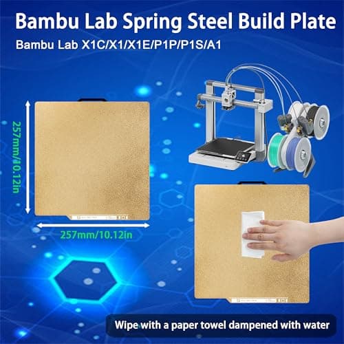 Tinytrees Build Plate for Bambu Lab X1 X1C X1E P1P P1S A1, PEI Build Plate with Identification Code Double Sided Textured PEI Plate Sheet 0.77mmwith QR Code Flexible Spring Steel Bed, 257x257mm - Thumbnail 2