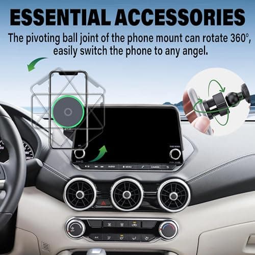 AbeeyGeomarn Car Phone Holder for 2021-2025 Nissan Rogue/2019-2025 Altima/2020-2025 Sentra Accessories 15W Fast Wireless Charger Only 8-inch Screen Fixed Clip Cell Phone Mount Hands-Free - Thumbnail 5