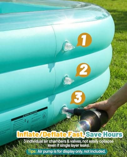 HeySplash Inflatable Pool with Canopy, Large Inflatable Swimming Pool for Adults & Kids, Blow Up Pool Thickened Family Pool for Outdoor Backyard Garden Party Summer Fun, 102" x 65" x 22"(Green) - Thumbnail 5