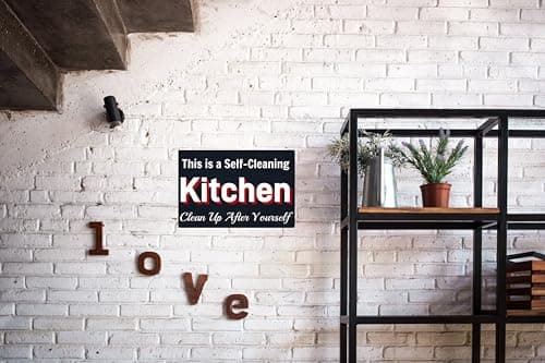 Carastora Rustic Kitchen Tin Sign, Funny “Clean Up After Yourself” Metal Wall Art for Farmhouse, Cafe, Bar & Home, Durable 12x8 Inch Decorative Poster - Thumbnail 3