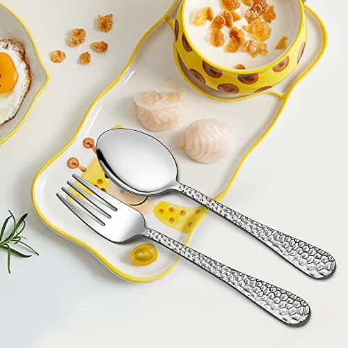 LIANYU 14-Piece Toddler Silverware Set, Stainless Steel Utensils Flatware Set for Children, Includes 7 Kids Spoons and 7 Kids Forks, Child Preschooler Cutlery, Dishwasher Safe - Thumbnail 4