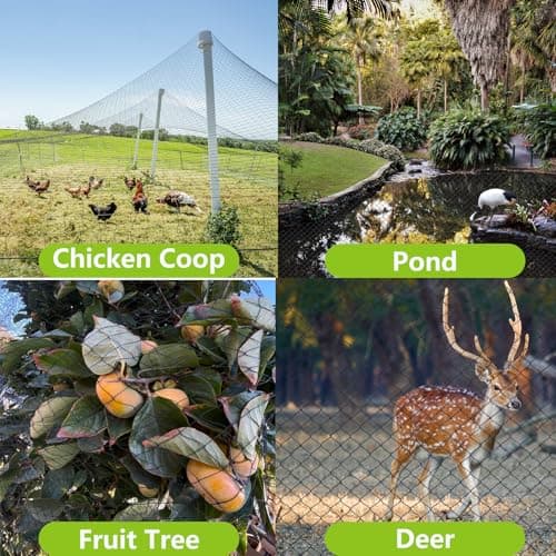 10x10ft Bird Netting for Chicken Coop Poultry Netting 1/2 inch Mesh Heavy Duty Chicken Coop Cover Netting Roof Hawk Proof Bird Netting for Garden Protection Fruit Tree Netting Against Squirrels Deer - Thumbnail 6