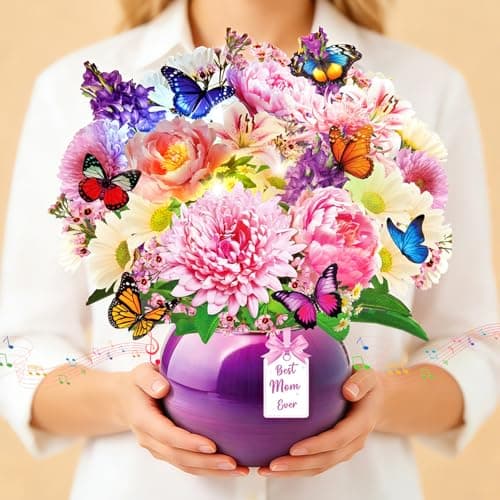 Rayilyn Mothers Day Cards with Music & Lights, 3D Pop Up Greeting Card, Forever Butterfly Bouquet, 9.5 Inch Life Sized, Birthday Gifts for Mom, Women, Wife, Grandma - Image 1
