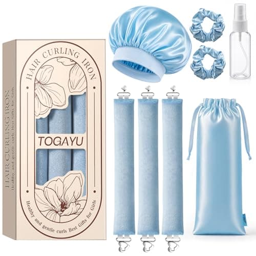 Togayu Heatless Hair Curler Set with Satin Sleep Bonnet, 2 Satin Scrunchies, Jumbo Flexi Rods for Overnight Curls, Overnight Hair Curlers for Natural Long Hair, Includes Spray Bottle & Storage Bag - Image 1