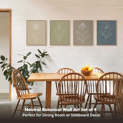DAJONART Neutral Boho Botanical Wall Art Set of 4, Sage Green Abstract Prints Framed Canvas for Kitchen, Japandi, and Earth Tone Home Decor, Abstract Boho Wall Decor, Botanical Canvas Art,11x14 in - Thumbnail 5