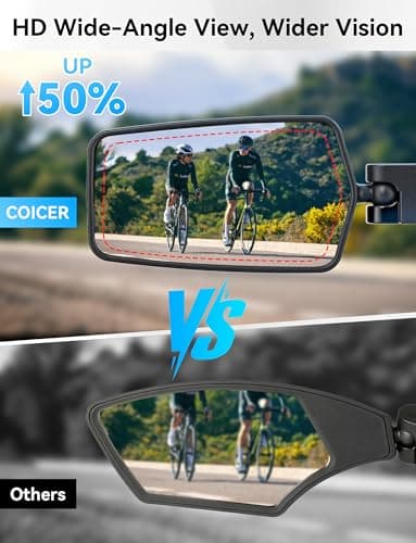 COICER Bicycle Mirror for Handlebar, E Bike Mirror Handlebar Mount Rearview - Thumbnail 3