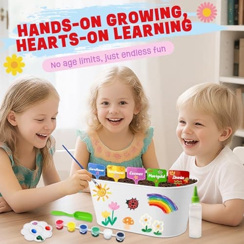 Paint & Plant Kids Gardening Set with 5 Flower Seeds, Arts and Crafts for Kids Ages 4-12, Science STEM Toys for Toddler Education, Birthday Gifts Ideas for Girls & Boys 4 5 6 7 8 9 10 11 12 Year Old - Thumbnail 6