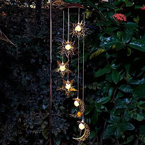Tryme Solar Wind Chimes for Outside with Sun Moon Star Solar Hanging Lights Windchimes Outdoors Garden Decor Gifts for Mother, Grandma, Sister - Thumbnail 4
