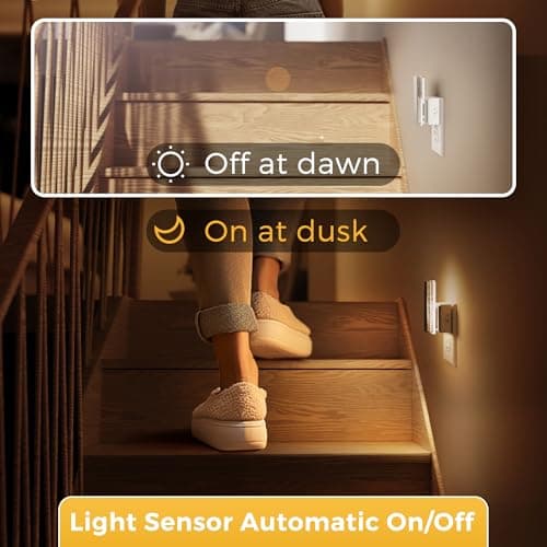L LOHAS LED Night Lights Plug Into Wall, 2 Pack Night Light with Dusk-to-Dawn Sensor, Dimmable Decorative LED Nightlights, 0-100LM 3000K Adjustable Brightness for Bathroom, Hallway, Bedroom,Stairway - Thumbnail 5