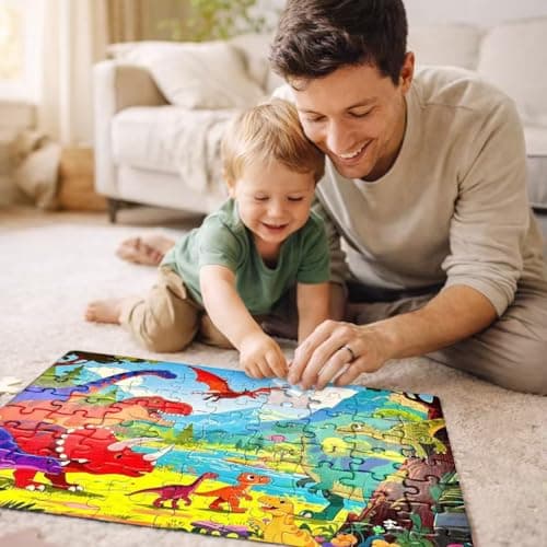 NurtureNook Dinosaur Puzzles for Kids Ages 4-6 3-5, Progressive Jigsaw Puzzle Set (72, 88, 96 Pieces), 3-in-1 Educational Learning Montessori Toys for Boys & Girls, Birthday Gift with 3 Storage Boxes - Thumbnail 5