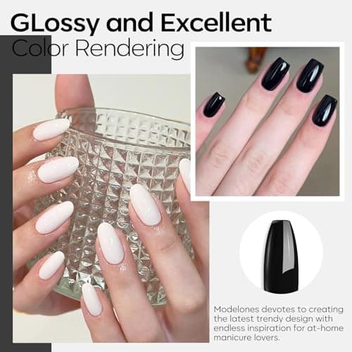 modelones Gel Nail Polish 6 Colors Black White Silver Gray Cat Eye Glitter Shimmer Magnetic Hema& TPO Free Gel Polish Kit Soak Off UV LED DIY Winter Nail Art Manicure Salon Home Gifts for Women Girls - Thumbnail 6