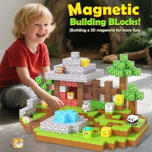 150PCS Magnetic Blocks-Build Mine Magnet World Animals Edition Building Toys for Boys & Girls Age 3-8, Magnetic Sensory Tiles, Ideal Building & Construction STEM Toys Gifts for Toddlers 3+ Years Old - Thumbnail 6
