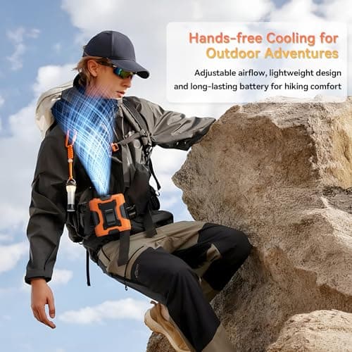 Portable Waist Fan Clip on with Light, 12M/S Quiet & Powerful Silencer Motor, 100 Speeds Wearable Belt Personal Shirt Fan, Digital Display, Upto 24H Cooling Time, Ideal Gift for Outdoor Workers - Thumbnail 4