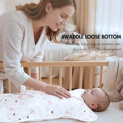 ANYEDDE Baby Swaddles 0-3 Months - Arms Up Swaddle for Newborns, Self-Soothing Sleep Sack for Baby Girls, Reduce Startle Reflex, Newborn Sleep Sacks with Openable Bottom Button & Cuff, Pink Cloud - Thumbnail 4