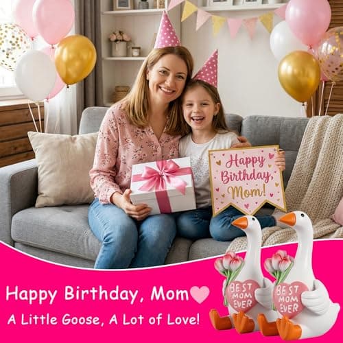 MAYIPLAY Mini Desk Goose Mom Birthday Gifts Best Mom Ever Gifts for Grandma Mother-in-Law, 3.5" Desktop Gooses Home Office Shelf Decor - Thumbnail 2