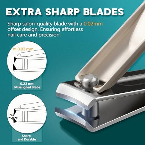 Pro 5-in-1 Nail Clippers Set for Men & Women. Ultra Sharp Stainless Steel Manicure Kit w/Angled Trimmer in Luxury Leather Case. Travel & Home Use (5-in-1 Silver) - Thumbnail 4
