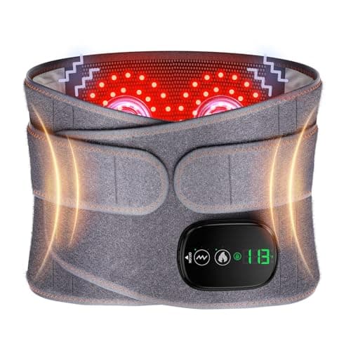 Heating Pad for Back, Lumbar Massager, Heated Waist Belt Wrap, Lower Back Pad with Heat Vibration 3 Levels Adjustable, 180 mins Battery, Cordless Portable, Touchscreen Control - Image 1