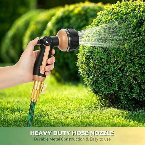 Garden Hose Nozzle Heavy Duty,Metal Water Hose Nozzle with 10 Adjustable Spray Patterns, High Pressure Hose Sprayer Nozzle Thumb Control On Off Valve for Lawn & Plant Watering, Car & Pet Washing - Thumbnail 6