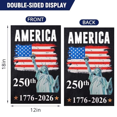 USA 250th Anniversary Flag - 12x18 Inch Double Sided 4th of July Garden Flag, Independence Day Porch Banner, 1776-2026 Independence Day Flag Outdoor Yard Decor - Thumbnail 2