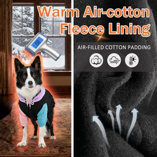 2 Pack Fleece Lined Dog Hoodie for Medium Large Small Dogs, Soft Warm Dog Sweater Jackets Winter Fall Pet Hooded Clothes Custume Dogs Sweatshirt with Leash Hole and Pocket, Black and Navy Blue, ML - Thumbnail 3