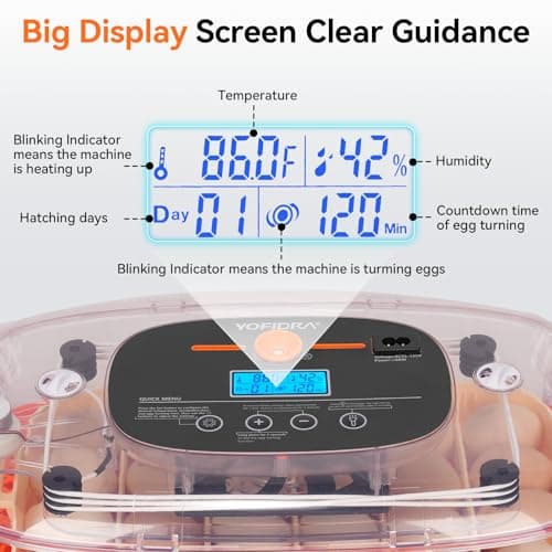 Incubators for Hatching Eggs, 24 Egg Incubator, Automatic Egg Turner with Humidity Control & Digital Temperature, Hatch Day, Auto Water Refill, 360°Viewing for Chicken, Duck, Quail, Duck, Goose - Thumbnail 6