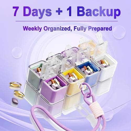 Fynvotriax Weekly Pill Organizer - Foldable Travel Pill Organizer Magic Cube - Large Daily Pill Case for Fish Oil, Medicine, Vitamins, Supplements, Sugar - Thumbnail 5