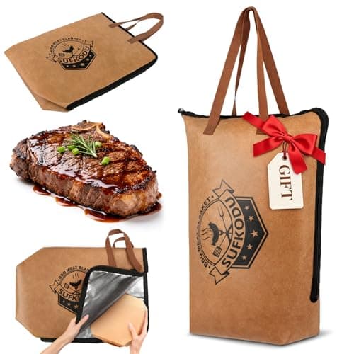 Sufkodu 21in Insulated BBQ Blanket for Resting Meat, Heavy-Duty Meat Resting Bag with Wide Mouth for Briskets, Pork, Turkey, Moisture Retention - Smoker Accessories, BBQ Gifts for Men