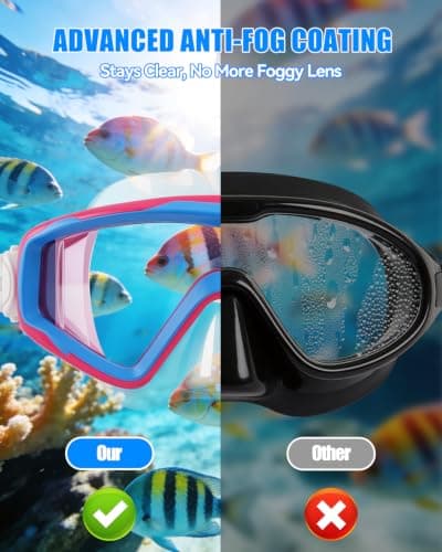 Aegend Snorkeling Diving Mask for Adult Youth Kids - Snorkel Gear 180° Panoramic View Leakproof Comfort, Perfect for Snorkeling, Freediving & Swimming (Pink Blue, Youth) - Thumbnail 2