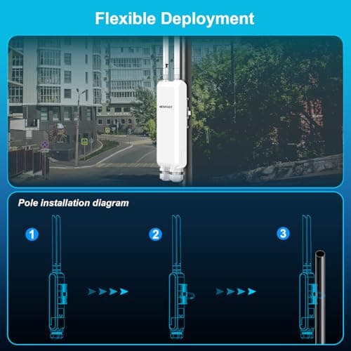 NEWFAST Outdoor WiFi Extender with MU-MIMO, 3 Gigabit Ports, IP66 – 3 Modes (Router/Repeater/Bridge), Long Range Dual Band Booster for Yard Garage Farm RV - Thumbnail 3