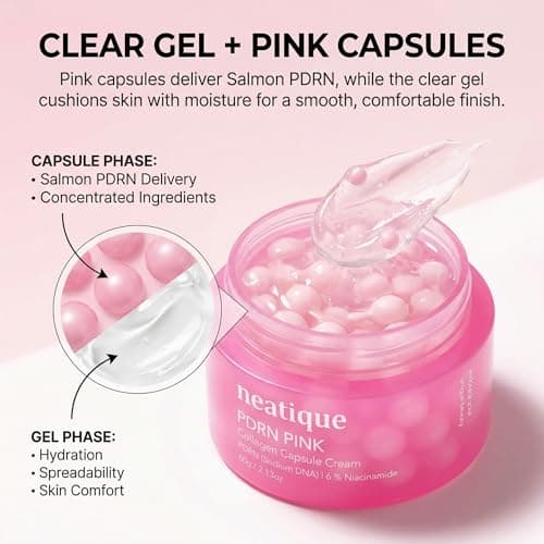 Neatique PDRN Capsule Cream with Salmon DNA Collagen, Pink PDRN Cream, Firming & Hydrating Face Moisturizer Cream with 6% Niacinamide for Plump, Smooth, Dewy-Looking Skin, Lightweight 2.13 oz - Thumbnail 4