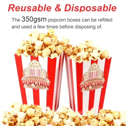 Wertyuizk Popcorn Boxes 20 Pack One-step Assembly, 6" Tall * 2.9" Square Individual Servings Popcorn Bags, Movie Night Supplies Container Kettle Corn Bucket for Home Party, Easter Day, Christmas - Thumbnail 4