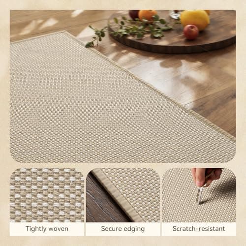 MontVoo Kitchen Rugs Mat Non Slip Washable,Absorbent Kitchen Floor Mat,Rubber Backing Braided Kitchen Mat,Easy to Clean and Maintain Kitchen Mats for Floor(Beige,17"x28") - Thumbnail 2