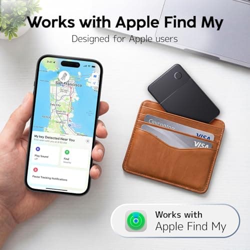 Apple Find My Wallet Tracker Card, Rechargeable Slim Bluetooth Wallet Finder for iPhone, Item Locator for Wallet, Keys, Passport & Luggage, iOS Only, Black - Thumbnail 2