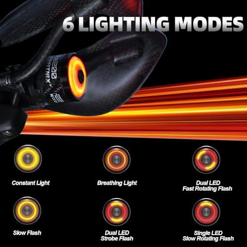 ENFITNIX Xlite200 Carbon Fiber Smart Bike Tail Light, Ultra Bright Brake Sensing Bicycle Rear Light, Auto On/Off USB-C Rechargeable, IPX6 Waterproof Lightweight LED Taillight for Night Cycling Safety. - Thumbnail 5