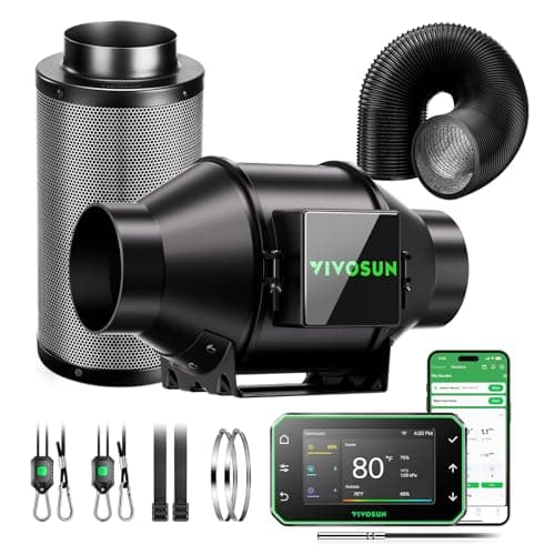 VIVOSUN Smart Air Filtration PRO G4 Kit 4", AeroZesh G4 Inline Duct Fan w/GrowHub E42A+ Temp. Humidity WiFi-Controller, Carbon Filter & Ducting, Cooling & Ventilation System for Grow Tent, Hydroponics - Image 1