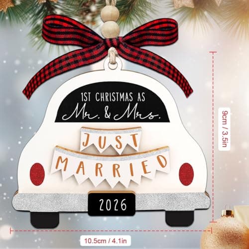First Christmas Married Ornament 2026, Our First Christmas As Mr and Mrs Christmas Ornament - Bridal Shower Gift, Marriage Gifts, Wedding Gifts for Couples, Gift for Newlyweds - Thumbnail 4
