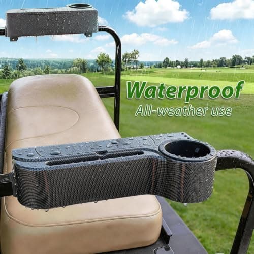 ProCartFit Upgrade Golf Cart Rear Seat Armrest with Cup Holder, UV-Proof Golf Cart Accessories for EZGO, Club Car, Yamaha, All-in-One Arm Rest Fit 1"/1.25" Square Tube, No Drilling, Carbon Fiber - Thumbnail 6