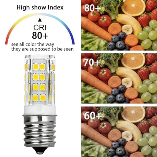 E17 LED Bulb Dimmable, 5W Microwave Over Stove Bulb, 400 LM, 6000K Daylight white,120V,40W Incandescent Equivalent, Replacement for Microwave, oven stovetops, Range Hoods, and Refrigerator, 2 pack - Thumbnail 4