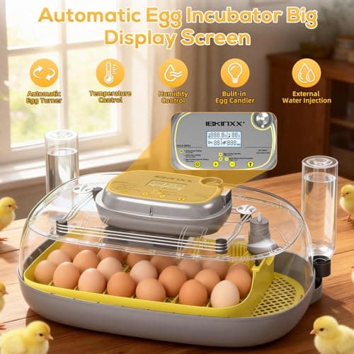 IBKINXX Incubator for Hatching Eggs-24 Egg Capacity, Automatic Egg Turner, Temperature & Humidity Control, 360° Viewing for Chicken, Duck and Quail Eggs - Thumbnail 3