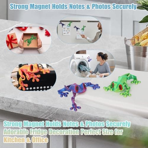 Fridge Magnets 3D Printed Frog, Realistic Jointed Movable Refrigerator Magnets, Fun Cute Decor, for Creative Home Office Deco Kitchen Magnets Refrigerator (5pcs) - Thumbnail 4