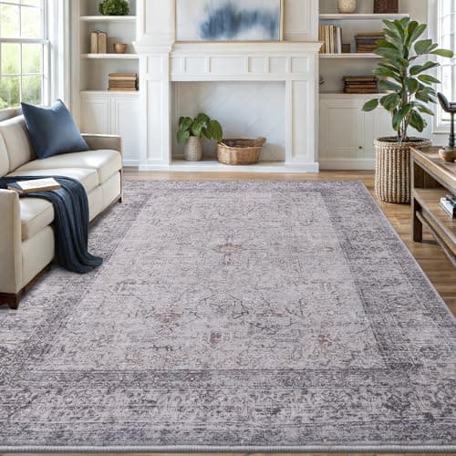 Vanmoos 6x9 Area Rugs for Living Room, Bedroom - Machine Washable, Non-Slip Bedside Rug, Large Soft Floor Carpet for Office, Dining Room, Farmhouse and Home Decor, Rustic Vibes/Taupe - Image 1