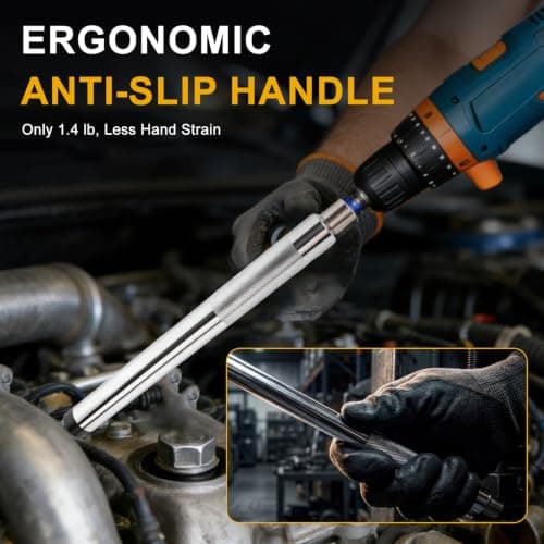 Pneubolt 1/2" Offset Extension Wrench & Drill Adapters, Portable Impact Extender for Tight Spaces, Labor-Saving Multifunctional Tool for Automobile Repair & Furniture Assembly - Thumbnail 4