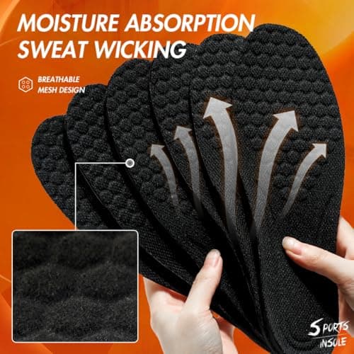 XINIFOOT 3 Pairs Premium Comfort Shoe Replacement Insole, Shock Absorption Elastic Cushion Inserts, Breathable Shoe Inner Soles for Women (New Black) - Thumbnail 2