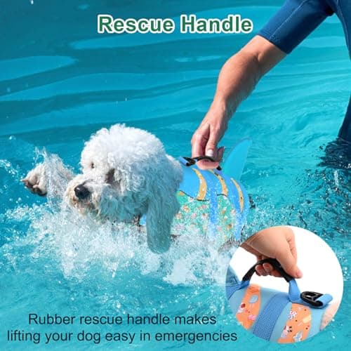 Fragralley Shark Fin Dog Life Jacket High Buoyancy, Adjustable Dog Life Vest with Quick Release Buckles & Rescue Handle for Swimming Boating, Small Medium Large Dogs - Thumbnail 4